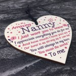Cute Nanny Wood Heart Nan Birthday Xmas Gift From Grandchil