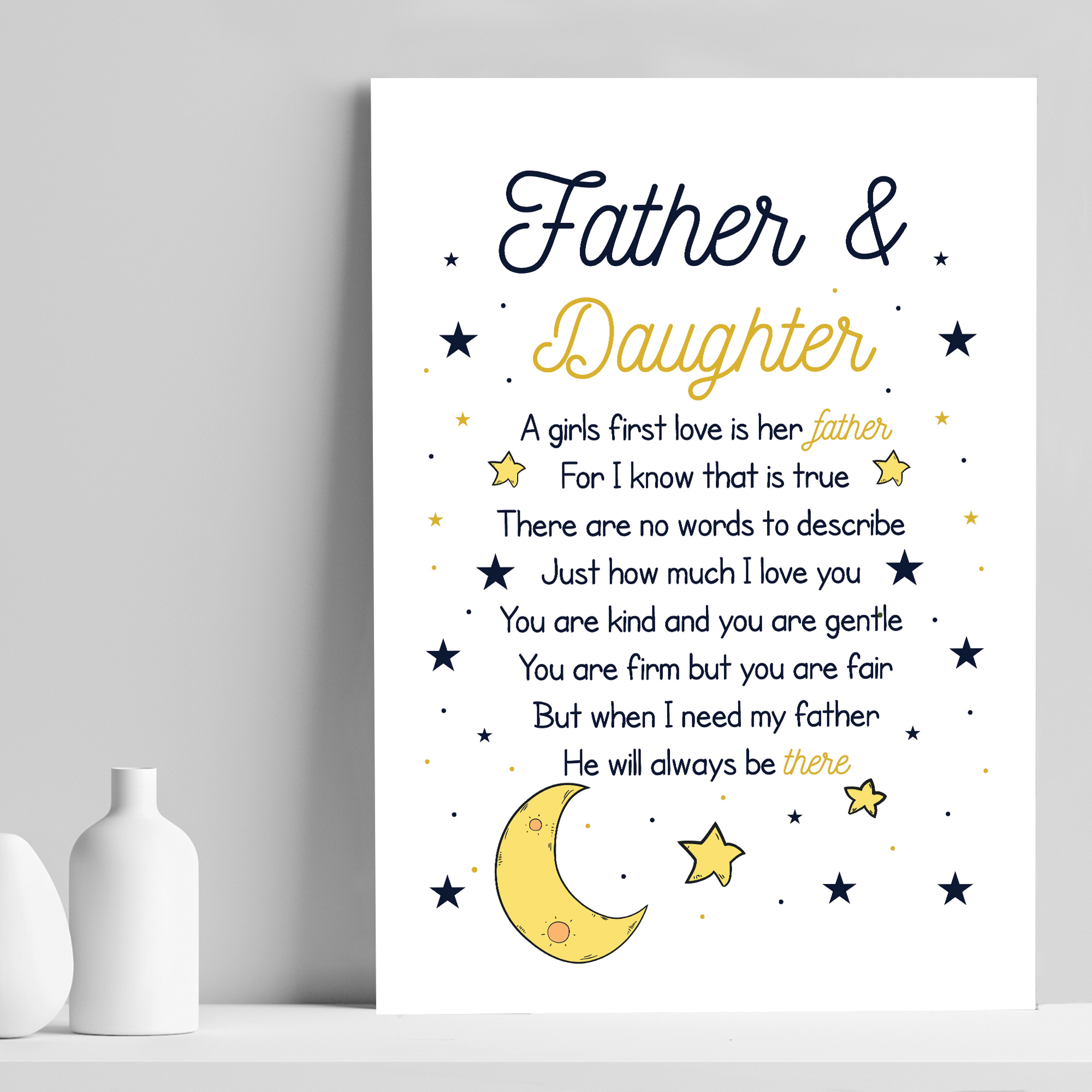 Daddy Gifts From Daughter Poem Print Dad Birthday Christmas Gift