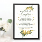 Mother And Daughter Gift Poem Framed Print Gift For Mum Birthday