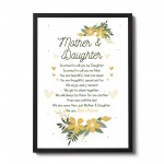 Mother And Daughter Gift Poem Framed Print Gift For Mum Birthday
