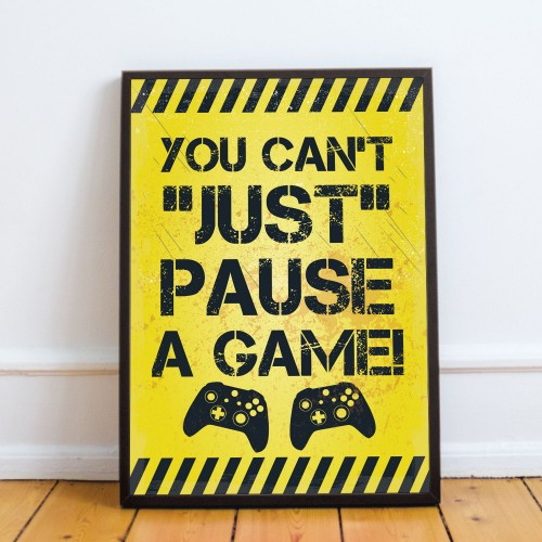Yellow Gaming Print For Wall Boys Bedroom Decor Gamer Gift Frame