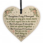 I Love You Plaque Wood Heart Special Anniversary Birthday Gift