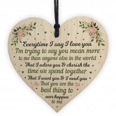 I Love You Plaque Wood Heart Special Anniversary Birthday Gift