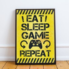 Gaming Print Framed Yellow Gaming Print Wall Boy Bedroom Decor