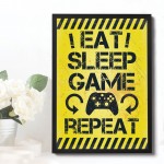 Gaming Print Framed Yellow Gaming Print Wall Boy Bedroom Decor