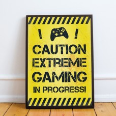 Framed Yellow Gaming Print For Wall Boy Bedroom Decor Gamer Gift