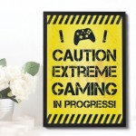 Framed Yellow Gaming Print For Wall Boy Bedroom Decor Gamer Gift