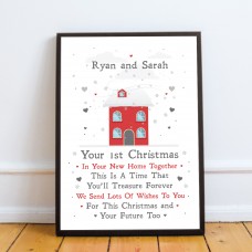 Personalised First 1st Christmas In Your New Home Framed Print