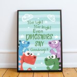 Framed Dinosaur Print For Boys Bedroom Nursery Decor Wall Art