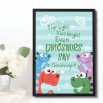 Framed Dinosaur Print For Boys Bedroom Nursery Decor Wall Art