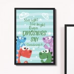 Framed Dinosaur Print For Boys Bedroom Nursery Decor Wall Art