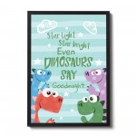 Framed Dinosaur Print For Boys Bedroom Nursery Decor Wall Art