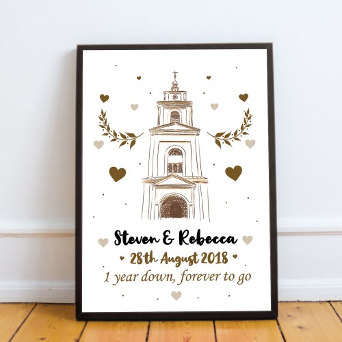 1st 2nd 10th Wedding Anniversary Gift For Husband Wife Framed