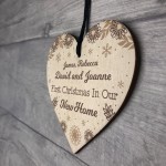 First 1st Christmas Xmas Personalised New Home Wood Heart Bauble