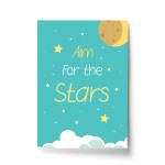 Aim For The Stars Space Wall Art Child Boys Bedroom Print Decor