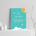 Aim For The Stars Space Wall Art Child Boys Bedroom Print Decor