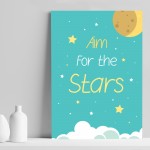 Aim For The Stars Space Wall Art Child Boys Bedroom Print Decor
