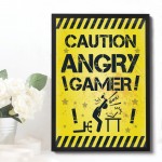 Framed Angry Gamer Print For Wall Boys Bedroom Decor Funny Gift