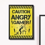 Framed Angry Gamer Print For Wall Boys Bedroom Decor Funny Gift