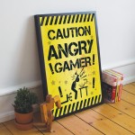 Framed Angry Gamer Print For Wall Boys Bedroom Decor Funny Gift