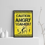 Framed Angry Gamer Print For Wall Boys Bedroom Decor Funny Gift