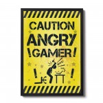 Framed Angry Gamer Print For Wall Boys Bedroom Decor Funny Gift