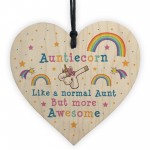 Aunticorn Wood Heart Auntie Unicorn Gift Auntie Birthday Xmas