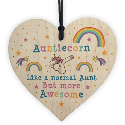 Aunticorn Wood Heart Auntie Unicorn Gift Auntie Birthday Xmas