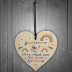 Aunticorn Wood Heart Auntie Unicorn Gift Auntie Birthday Xmas