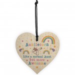 Aunticorn Wood Heart Auntie Unicorn Gift Auntie Birthday Xmas
