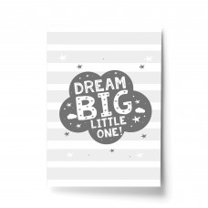 Grey Nursery Print Dream Big Baby Kids Room Pictures Wall Art
