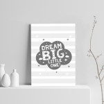 Grey Nursery Print Dream Big Baby Kids Room Pictures Wall Art
