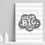 Grey Nursery Print Dream Big Baby Kids Room Pictures Wall Art