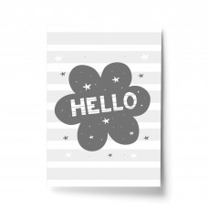 Grey Nursery Print Hello Baby Kids Room Pictures Wall Art Gifts