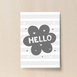 Grey Nursery Print Hello Baby Kids Room Pictures Wall Art Gifts