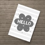 Grey Nursery Print Hello Baby Kids Room Pictures Wall Art Gifts