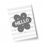 Grey Nursery Print Hello Baby Kids Room Pictures Wall Art Gifts
