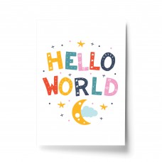 Nursery Print Hello World Baby Kids Room Pictures Wall Art Decor