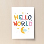 Nursery Print Hello World Baby Kids Room Pictures Wall Art Decor