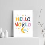 Nursery Print Hello World Baby Kids Room Pictures Wall Art Decor
