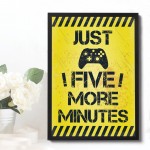 Framed Five Minutes Print For Wall Boys Bedroom Decor Gamer Gift