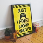 Framed Five Minutes Print For Wall Boys Bedroom Decor Gamer Gift