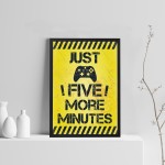 Framed Five Minutes Print For Wall Boys Bedroom Decor Gamer Gift