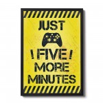 Framed Five Minutes Print For Wall Boys Bedroom Decor Gamer Gift