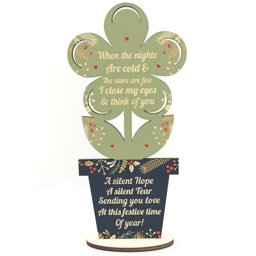 Mum Dad Nan Grandad Memorial Christmas Decoration Wooden Flower