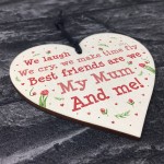 Cute Mum Gift Best Friend Wooden Heart Mother Daughter Gift