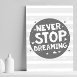 Grey Nursery Print Dream Child Baby Room Pictures Wall Art Gifts