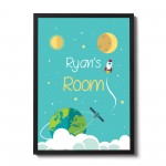 Personalised Space Wall Art Framed Child Room Pictures Nursery