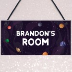 Name Plaque Door Nursery Bedroom Sign Space Theme Gift Baby Boy