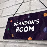 Name Plaque Door Nursery Bedroom Sign Space Theme Gift Baby Boy